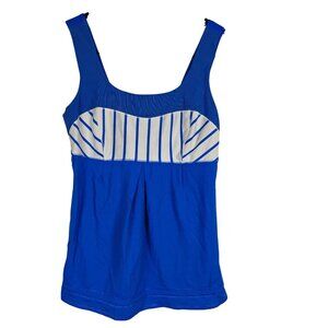 Lululemon Women's Elevate Tank Blue White Striped Built-In Bra Size 6